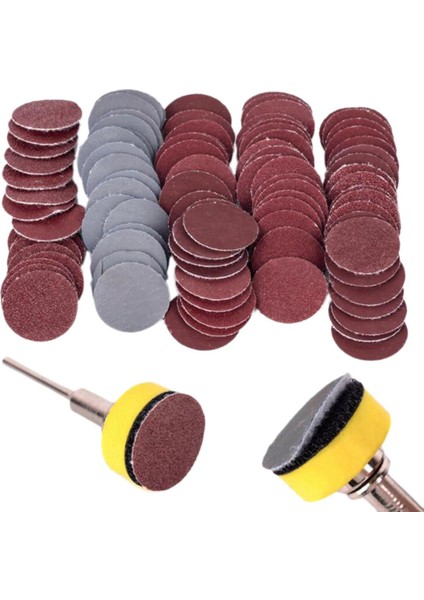 Inç 100 Adet Zımpara Diskleri Ped Seti Yuvarlak Zımpara Kağıdı Kanca Döngü Zımpara Destekleyici (Yurt Dışından)