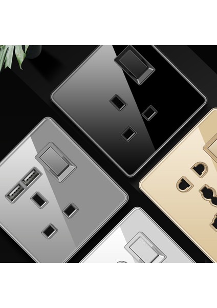 Beyaz Temperli Cam Ingiliz Ingiliz Standardı Çok Fonksiyonlu 13A, USB Soketli 86 Tipi Duvar Işık Anahtarı Gizli Panel (Yurt Dışından) fiyatları