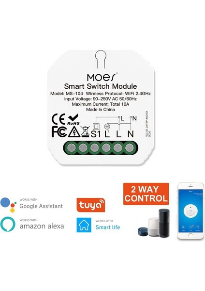 Adet Akıllı Yaşam 2 Yollu Wifi Akıllı Anahtar Modülü Tuya Uzaktan Kumanda Zamanlayıcı Anahtarı Alexa Google Home ile Çalışmak 10A 2.4ghz (Yurt Dışından)