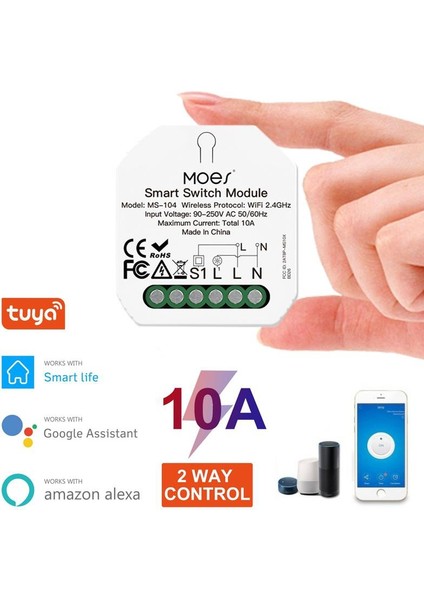 Adet Akıllı Yaşam 2 Yollu Wifi Akıllı Anahtar Modülü Tuya Uzaktan Kumanda Zamanlayıcı Anahtarı Alexa Google Home ile Çalışmak 10A 2.4ghz (Yurt Dışından)