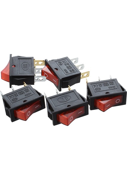 Foot Koltuk Ac 16A/250V 20A/125V Kırmızı Işık Aydınlatmalı Açık Kapalı Spst Tekne Rocker Anahtarı x 5 Adet (Yurt Dışından)