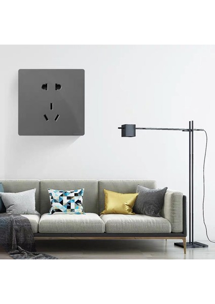 Anahtar Priz Paneli Beş Delikli Tek Açık Tek Çift Kontrollü 16A Klima Çerçevesiz Geniş Tahta Yıldız Gri (Yurt Dışından)