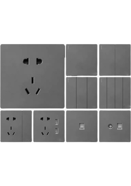 Anahtar Priz Paneli Beş Delikli Tek Açık Tek Çift Kontrollü 16A Klima Çerçevesiz Geniş Tahta Yıldız Gri (Yurt Dışından) modelleri