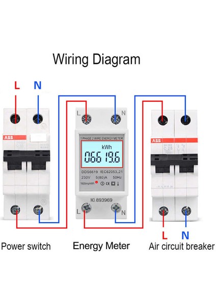 DDS6619-006 Tek Fazlı Enerji Ölçer Dın Raylı 2p Güç 230V Arkadan Aydınlatmalı (Yurt Dışından)
