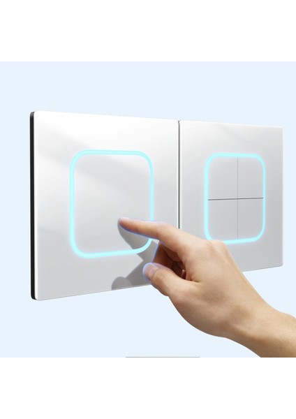 Gecko LED Geniş Diyafram Ev Beyaz 86 Çift Kontrol Temperli Cam Duvar Süper Nokta Anahtar Priz Paneli (Yurt Dışından)