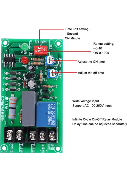 Sonsuz Döngü Röle Modülü Açık Kapalı Ac 100-250V Ayarlanabilir Gecikme Zamanlayıcısı (Yurt Dışından) fırsatları
