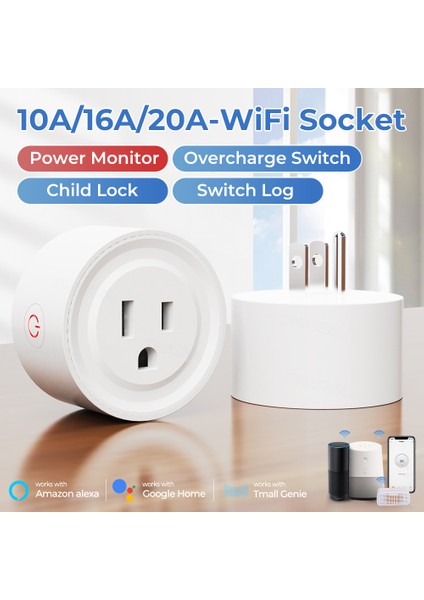Smatrul - Wifi Akıllı Soket - 10A/16A/20A - Güç Monitörü - Us Plug - Tuya Smart Life Alexa Google Home Için (Yurt Dışından)