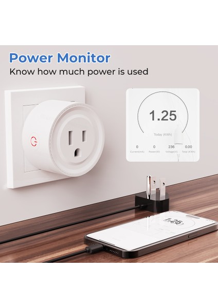 Smatrul - Wifi Akıllı Soket - 10A/16A/20A - Güç Monitörü - Us Plug - Tuya Smart Life Alexa Google Home Için (Yurt Dışından)