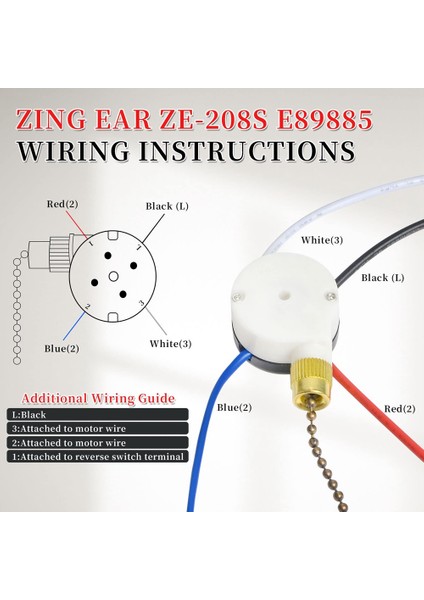 ZE-208S E89885 3 Hız 4 Telli Tavan Vantilatörü Çekme Anahtarı Fan Anahtarı Çekme Zinciri Kablo Anahtarı (Yurt Dışından) indirimleri