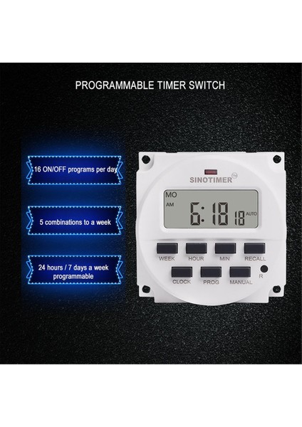 Sınotımer TM618N-2 220V Geri Sayım Süresi Fonksiyonlu Programlanabilir Zamanlayıcı Anahtarı (Yurt Dışından) modelleri