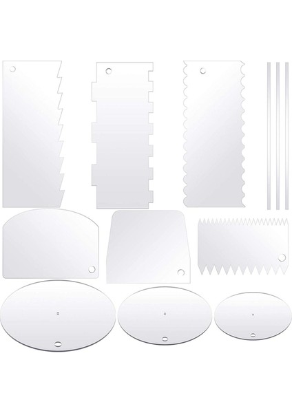 Jaerbee 12 Parça Akrilik Kek Disk Seti, Kek Kazıyıcı Kek Dekorasyon Tarak Yuvarlak Kek Diskleri Merkezi Delikli Daire Taban Panoları (Yurt Dışından)