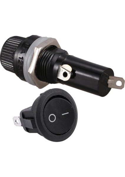 5 Adet Spst Siyah Düğme Açma/kapama Yuvarlak Basmalı Anahtar ile 5 Adet Ac 125V 15A Panel Montajlı Sigorta Tutucu (Yurt Dışından)