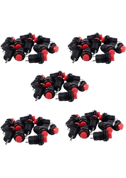 Namuny 50 x Anlık Yuvarlak Başlıklı Panel Montajlı Spst 2 Pinli Basmalı Buton Anahtarı (Yurt Dışından)