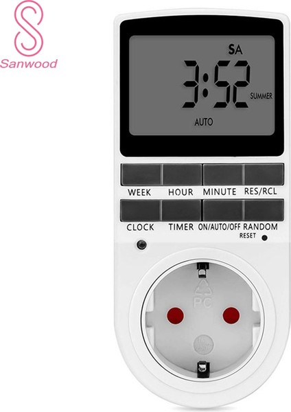 230V LCD Ekran Dijital Zamanlayıcı Anahtarı Elektrik Çıkışı Geri Sayımı Ab Prizi (Yurt Dışından) modelleri