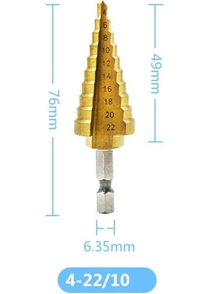 Adım Matkap Ucu, Koni Matkap, Düz Yuva Adım Matkap, Altıgen Saplı Adım Matkap, Ahşap Delik Kesici, Titanyum Kaplamalı Matkap Ucu, Sondaj Elektrikli El Aletleri Hss 1 1 1 Takım (Yurt Dışından)