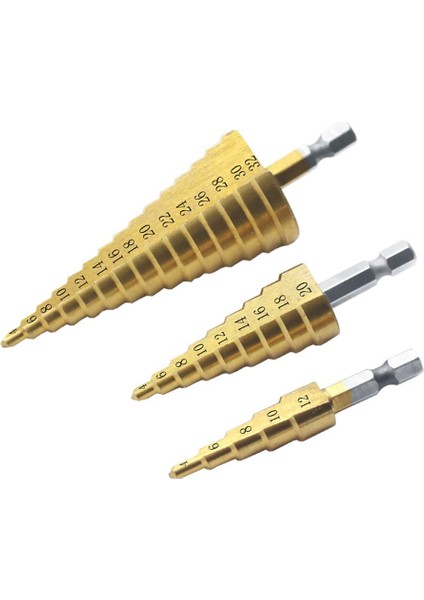 Adım Matkap Ucu, Koni Matkap, Düz Yuva Adım Matkap, Altıgen Saplı Adım Matkap, Ahşap Delik Kesici, Titanyum Kaplamalı Matkap Ucu, Sondaj Elektrikli El Aletleri Hss 1 1 1 Takım (Yurt Dışından) modelleri