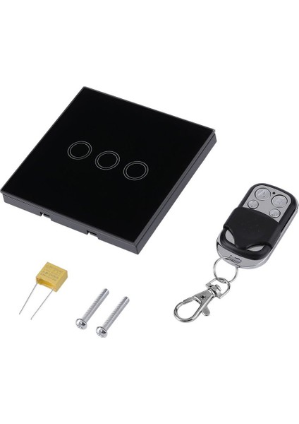 Akıllı Rf 433MHZ Uzaktan Dokunmatik Duvar Anahtarı Temperli Cam Panel LED Göstergesi Tek Yangın Kablosu Kontrolü (Yurt Dışından)