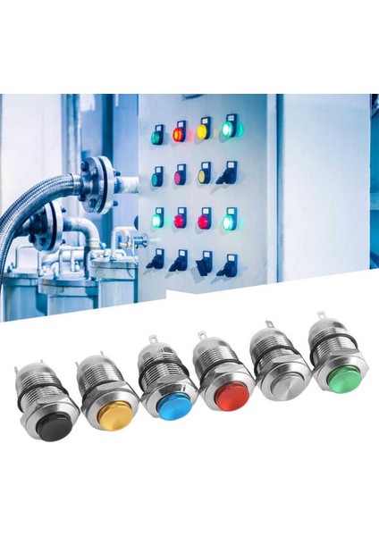 Adet Metal Düğme Anahtarı 2 Pin IP67 Su Geçirmez Işıksız Sıfırlama 12MM (Kırmızı Yeşil Sarı Mavi Bl Metalik) (Yurt Dışından)