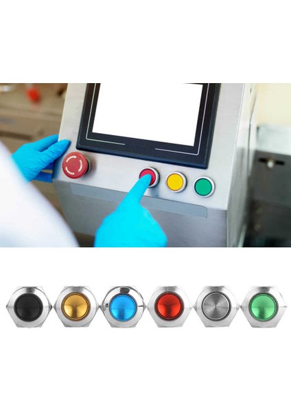 Adet Metal Düğme Anahtarı 2 Pin IP67 Su Geçirmez Işıksız Sıfırlama 12MM (Kırmızı Yeşil Sarı Mavi Bl Metalik) (Yurt Dışından) modelleri