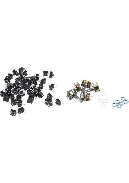 50 Adet 4-Pin Dıp Delikten Dokunsal Basmalı Düğme Anahtarı ve 5 Adet 6 Pin Bölünmüş Döner Doğrusal Çift Konik Potansiyometre (Yurt Dışından)
