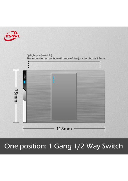 【ayak Koltuk】yswl Modern Işık Anahtarı Duvar Soketi 10-13A Gri Çizim Panel Anahtarı 1/2/3/4 Gang 1/2 Yollu 118MM Evrensel 3 Pin Fiş Çıkışı Elektrik (Yurt Dışından)