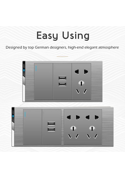 【ayak Koltuk】yswl Modern Işık Anahtarı Duvar Soketi 10-13A Gri Çizim Panel Anahtarı 1/2/3/4 Gang 1/2 Yollu 118MM Evrensel 3 Pin Fiş Çıkışı Elektrik (Yurt Dışından) fırsatları