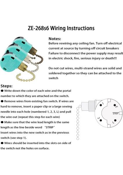 Adet ZE-268S6 Tavan Vantilatörü Anahtarı 3 Hız 4 Tel Tavan Vantilatörleri Için (Yurt Dışından) modelleri