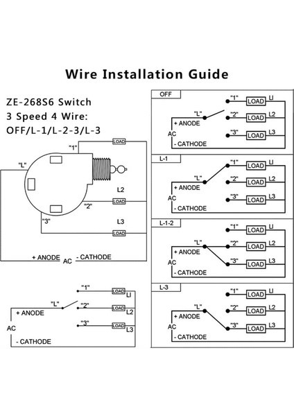 Adet ZE-268S6 Tavan Vantilatörü Anahtarı 3 Hız 4 Tel Tavan Vantilatörleri Için (Yurt Dışından) fırsatları