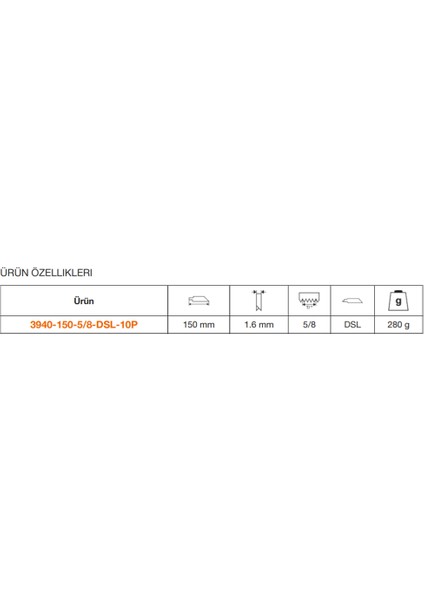 İsveç Yapımı Tilki Kuyruğu Bıçağı 3940-150-5/8-DSL-10P