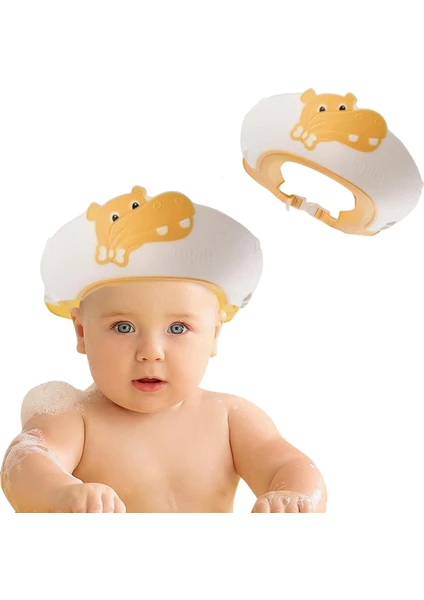 Mooie Baby's Hippo Banyo Şapkası , Slikon Çocuk Duş Tacı , Sevimli Hipopotam , Ayarlanabilir Tasarım, 6AY-9YAŞ