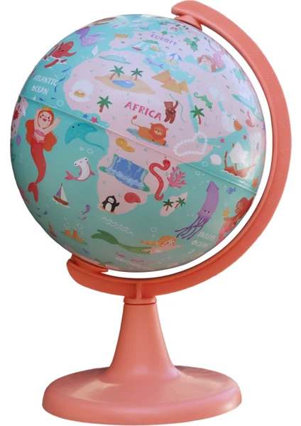 Gürbüz Yayınları 15 cm Çocuk Denizkızı Küre + Puzzle Kıds Mermaid Journey Globe + Puzzle 54PCS