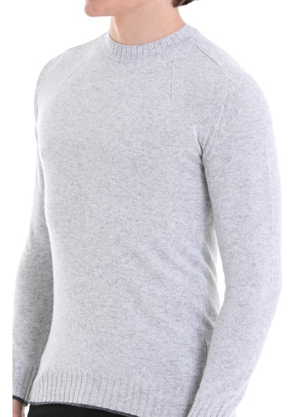 Gri Regular Fit Düz Bisiklet Yaka Yünlü Triko Kazak indirimleri