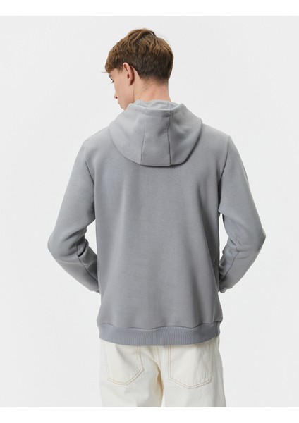 Kapşonlu Sweat Kolej Baskılı Kanguru Cep Detaylı Ribanalı fırsatları