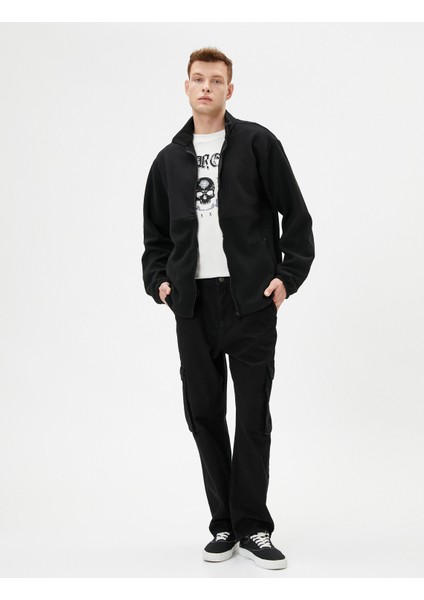 Peluş Sweatshirt Fermuarlı Dik Yaka Cep Detaylı fiyatları