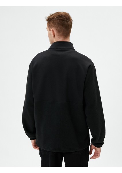 Peluş Sweatshirt Fermuarlı Dik Yaka Cep Detaylı fırsatları