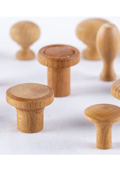 Kayın Ağacından 1 Adet Mobilya Kulp, Doğal Ham Ahşap Mantar Düğme Kulp fiyatları