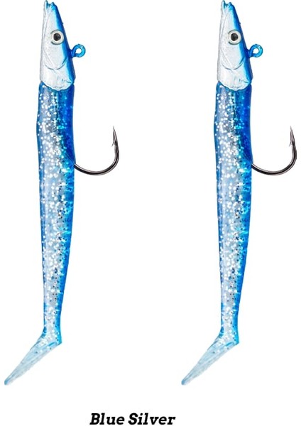 Zand Eel 11CM 7GR-14GR Double Body+Head Silikon Balık - Blue Silver