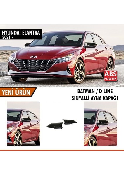 Fruens Hyundai Elantra 2021 Sinyalli Uyumlu Piano Black Batman Yarasa Ayna Kapağı