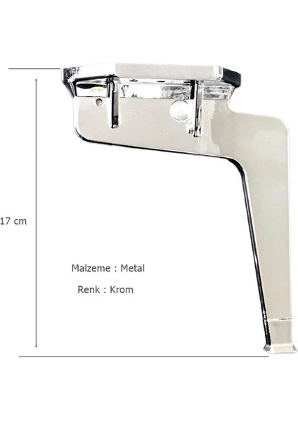 4 Adet Kaz Lüks Mobilya Koltuk Ayağı Metal Krom 17 cm fiyatları
