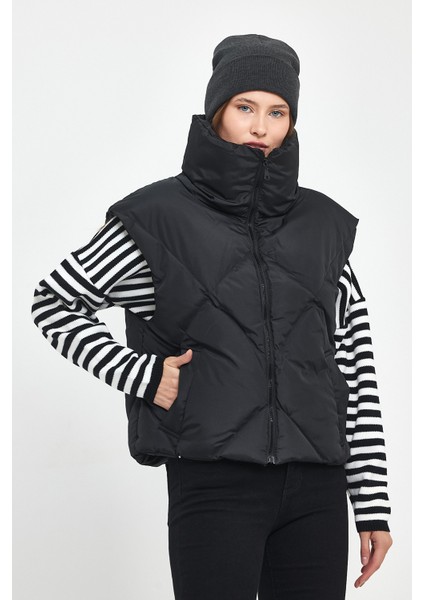 Kadın Huni Yaka Oversize Yelek