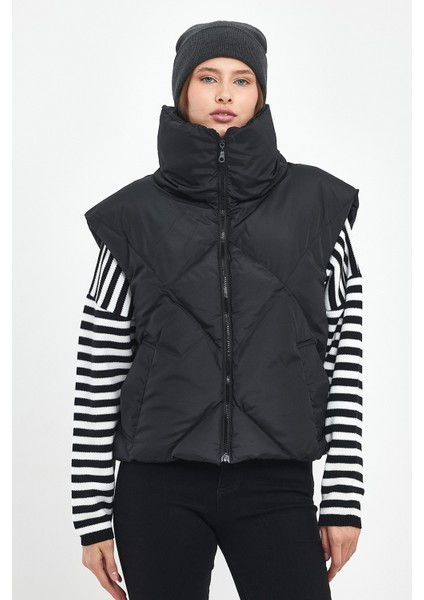 Kadın Huni Yaka Oversize Yelek