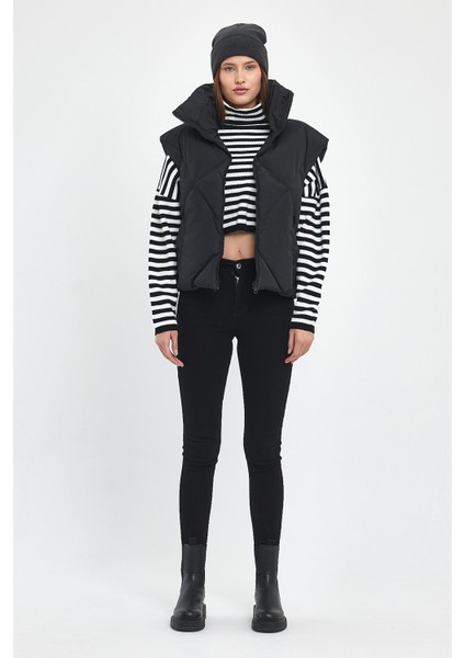 Kadın Huni Yaka Oversize Yelek