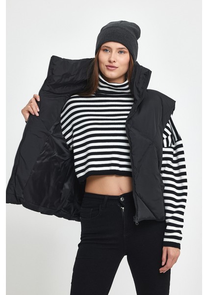 Kadın Huni Yaka Oversize Yelek