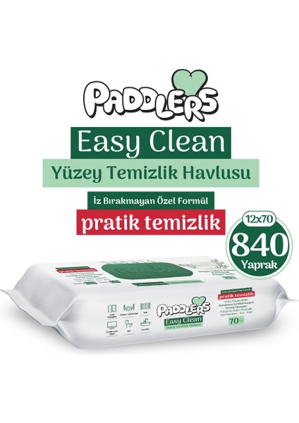 Easy Clean Beyaz Sabun Katkılı Yüzey Temizlik Havlusu 12X70 (840 Yaprak)