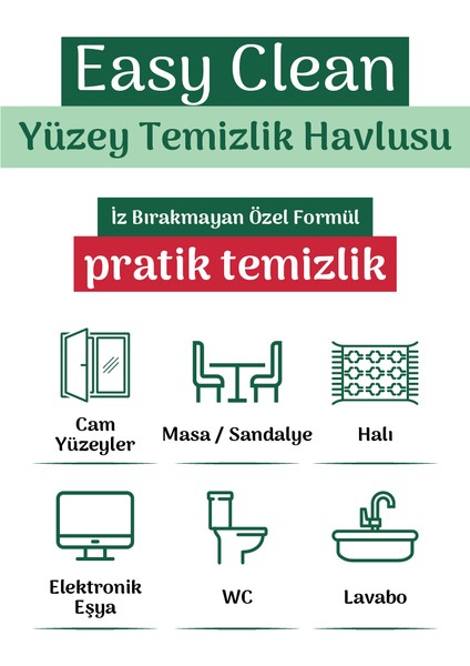 Easy Clean Beyaz Sabun Katkılı Yüzey Temizlik Havlusu 12X70 (840 Yaprak)