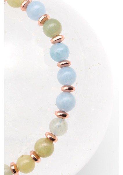 Akuamarin - Heliodor Doğal Taş Makrome Örme Bileklik fiyatları