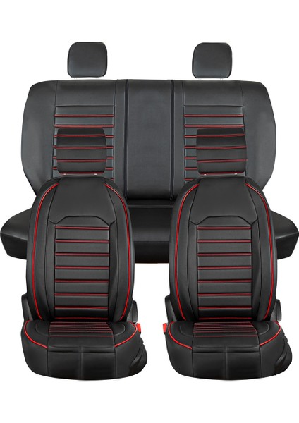 seat Leon Lüx Deri Oto Koltuk Kılıfı 5'li Set Tam Takım Orjın Siyah Kırmızı modelleri