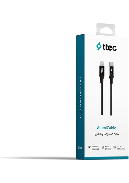 Ttec Alumicable Usb-C - Lightning Hızlı Şarj Kablosu 150CM