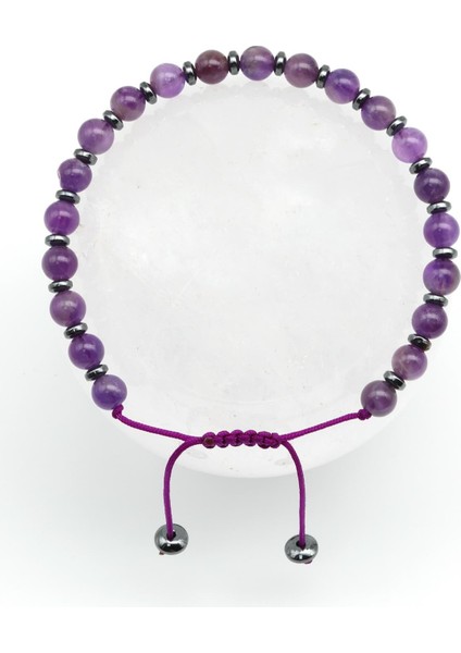 Ametist Doğal Taş Makrome Örme Bileklik