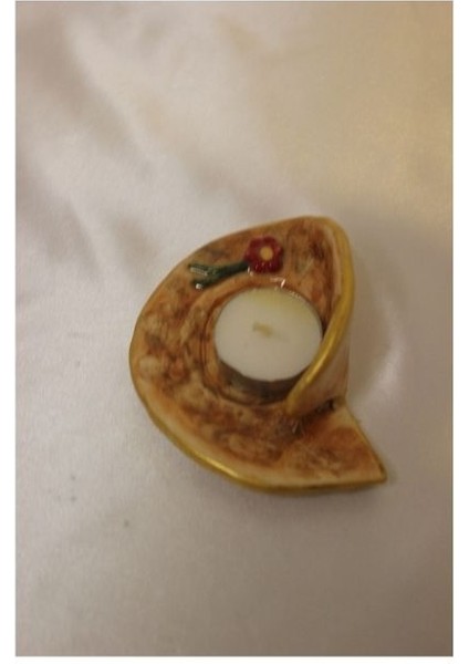 Seramik El Işi Mumluk Kırık Yuvarlak